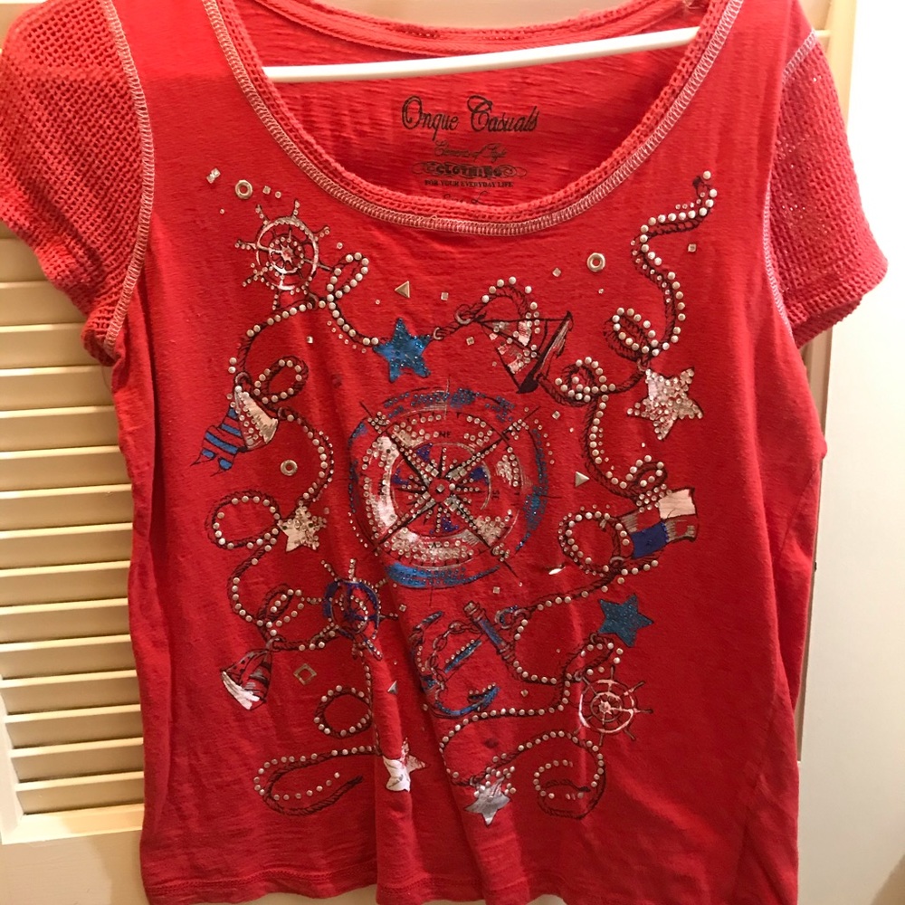 Red white and blue top